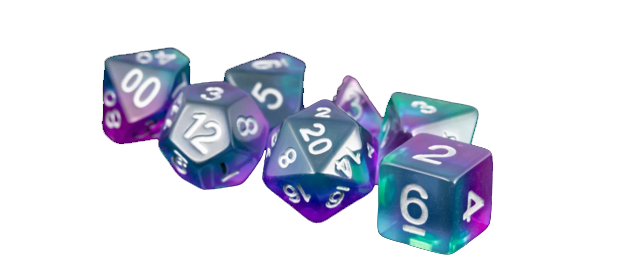 Blue Aurora 16mm Resin Poly Dice Set